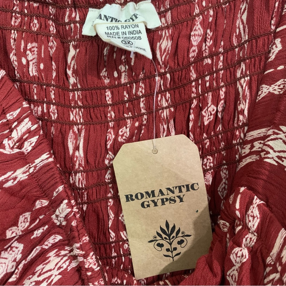 Romantic Gypsy Peasant Smocked Square Neck Dress Hippie Boho Milkmaid Size 3X - Picture 5 of 13